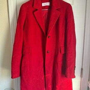 Calvin Klein Men's Vibrant Red Trench Coat